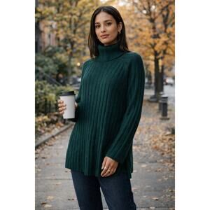 Sanctuary Rib Turtleneck Tunic Sweater in Green Size XXS Runs big NWOT